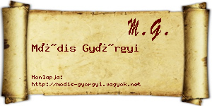 Módis Györgyi névjegykártya